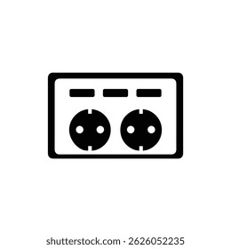 Black Filled Icon of an Electrical Socket with Multiple Ports