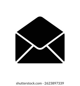 Black Filled Icon of Envelope Open with Pointed Flap - Mail Symbol