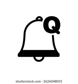 Black Filled Icon of a FAQ Bell Notification with a Question Symbol