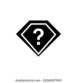 Black Filled Icon of a FAQ Diamond Shape with Question Center Filled