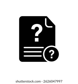 Black Filled Icon of FAQ Document Paper Sheet with Question Symbol