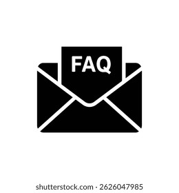 Ícone Preenchido Preto de Envelope de Perguntas Frequentes com Letra Q no Ícone Flap