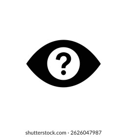 Black Filled Icon of FAQ Eye Symbol with Question Inside Pupil Minimal