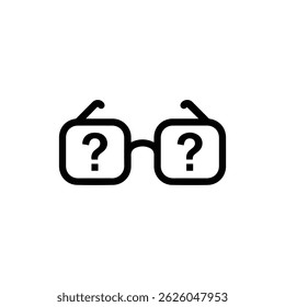 Black Filled Icon of FAQ Glasses Icon with Question Reflection on Lens