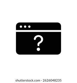 Black Filled Icon of FAQ Minimal Browser Tab with Centered Question