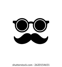 Black Filled Icon of Glasses with Mustache Representing Stereotypical Father Figure