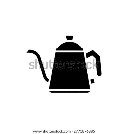 Black filled icon of gooseneck kettle used for precise pour over coffee brewing technique.