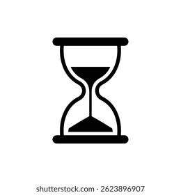 Black Filled Icon of Hourglass with Time Running Through It - Time Concept