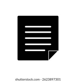 Black Filled Icon of Index Card with Horizontal Ruled Lines