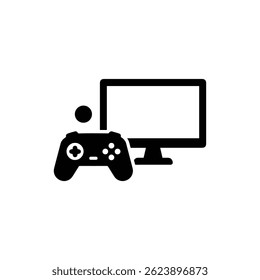 Black Filled Icon of Joystick and Screen Forming Stream Logo