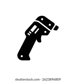 Black Filled Icon of Label Machine Handheld with Front Nozzle
