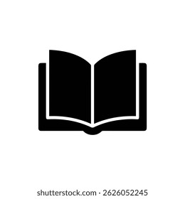 Black Filled Icon of an Open Book with Pages Turning