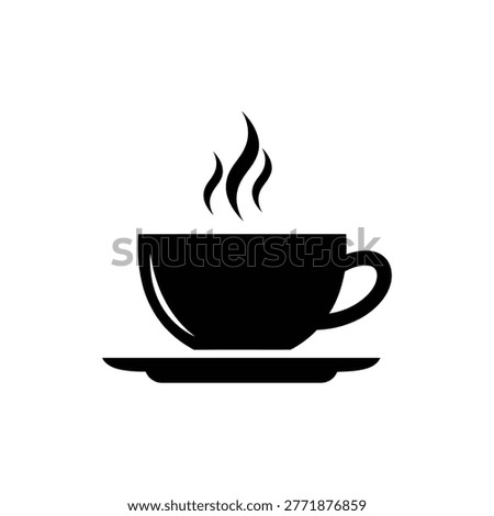 Black filled icon representing coffee time break moment for relaxation and beverage enjoyment.