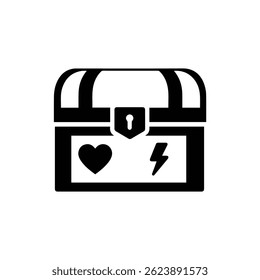 Zwart gevuld pictogram van Beloning borst met hart en bliksem