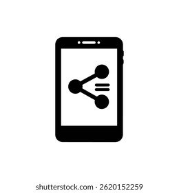 Black Filled Icon of Share Button on Mobile Screen with Coins Symbol