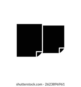 Black Filled Icon of Sticky Notes Wall Stack with Three Overlapping Notes