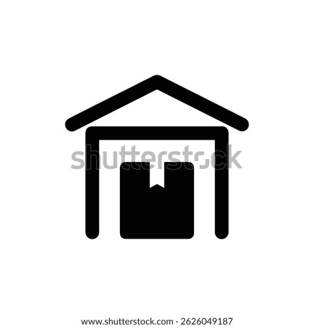 Black Filled Icon of Storage Unit with Box Inside