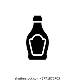 Black filled icon of syrup bottle representing flavoring used in coffee drinks and cafe beverages.