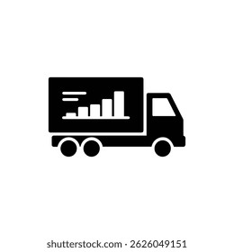 Black Filled Icon of a Truck with a Cargo Shipping Schedule
