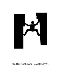 Black Filled Icon of Urban Climber Gripping Edge with One Hand Silhouette