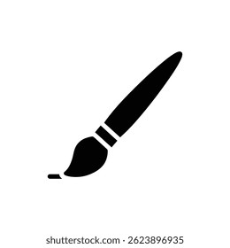 Black Filled Icon of Writing Brush with Handle and Thick Bristles for Painting