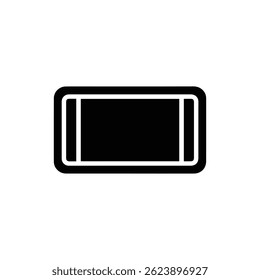 Black Filled Icon of Writing Mat or Desk Pad in Flat Rectangle Shape