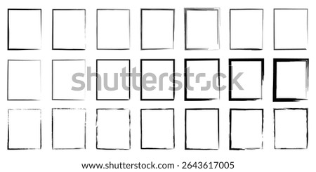Black filled and ink outlined square forms with artistic edge textures ideal for bold UI components, print graphics, or abstract themed compositions.