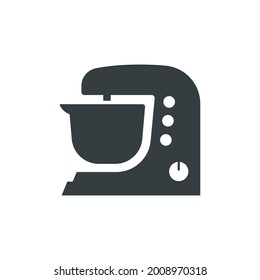 Black filled mixer vector icon isolated on white transparent background. Symbol of kitchen appliance.