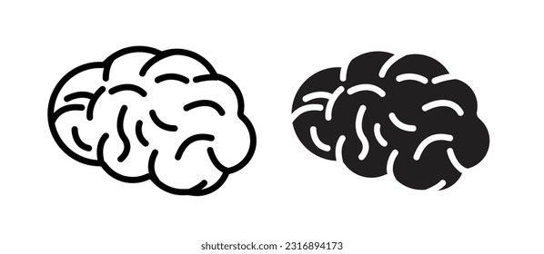 Black filled and outlined brain icon vector