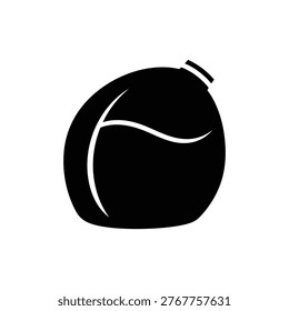 Black filled pocket hip flask with a gentle curve, symbolizing the hidden alcohol that fuels addiction. Used for recovery literature, trigger logs, and substance awareness programs.