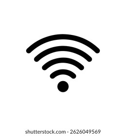 Ícone de Sinal Wi-Fi Preenchido em Preto com Linhas Espaçadas Uniformemente
