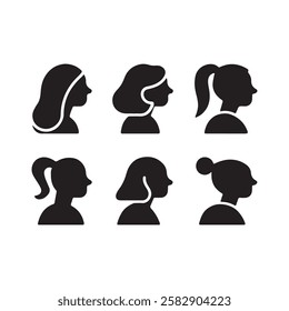 black filled women's icon silhouette 