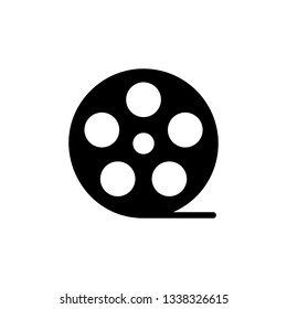 Black Film reel icon isolated on white background. Vector Illustration