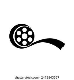 Black film roll icon on white background.