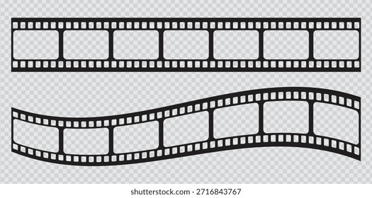 Marcos de tira de película negra con tiras rectas y curvas.