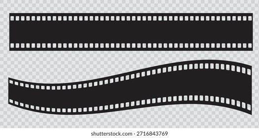 Marcos de tira de película negra con tiras rectas y curvas.
