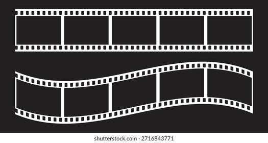 Black Film Strip Frames Set with Straight and Curved Strips.