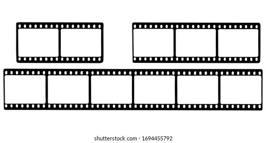 Black film strip icon in isolate on a white background. Vector illustration.