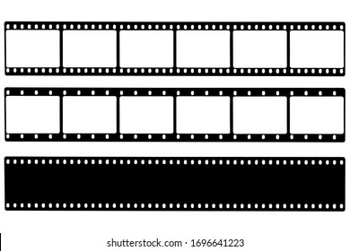 Black film strip icon in isolate on a white background. Vector illustration.