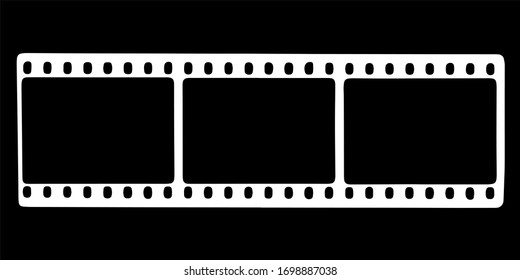 Black film strip icon in isolate on a black background. Vector illustration.