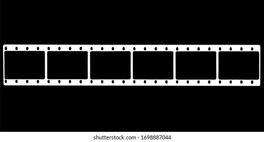 Black film strip icon in isolate on a black background. Vector illustration.