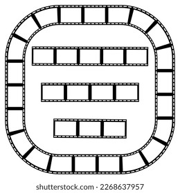black film strips on white background. Vector illustration.