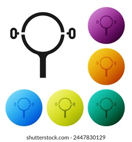 Black Filter wrench icon isolated on white background. The key for tightening the bulb filter trunk. Set icons in color circle buttons. Vector