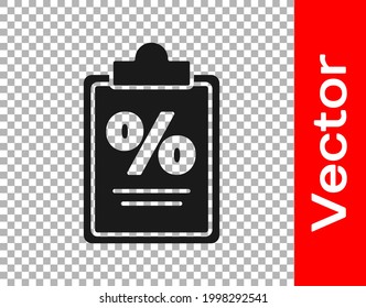 Black Finance document icon isolated on transparent background. Paper bank document for invoice or bill concept.  Vector Illustration