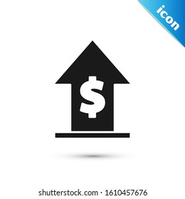 Black Financial growth and coin icon isolated on white background. Increasing revenue.  Vector Illustration