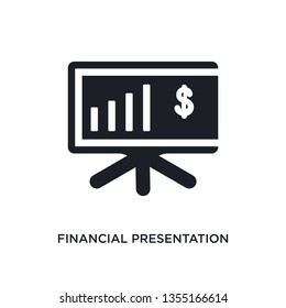 black financial presentation isolated vector icon. simple element illustration from e-commerce and payment concept vector icons. financial presentation editable black logo symbol design on white