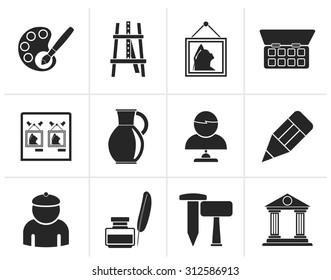 Black Fine Art Objects Icons - Vector Icon Set