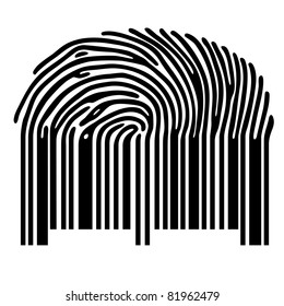 Black finger print with bar code. Vector illustration