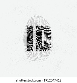 Black finger print isolated on white background. Grunge background with human fingerprint ID silhouette