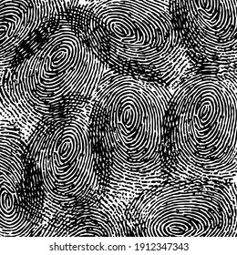 Black finger print pattern isolated on white background